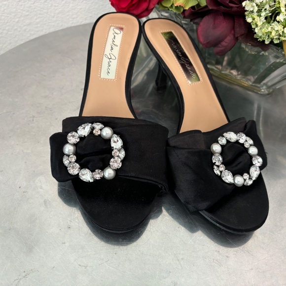 AMELIA GRACE  Satin rhinestone kitten heel - Picture 3 of 7